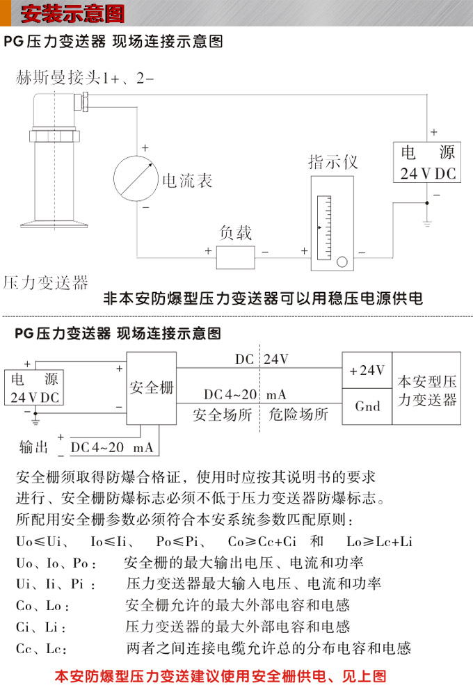 卡箍壓力變送器,PG6300Q衛(wèi)生型壓力傳感器安裝示意圖