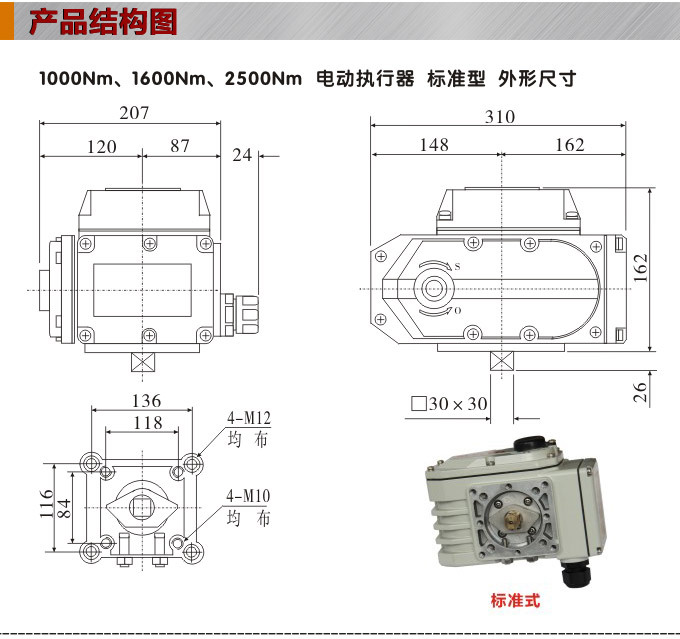 電動(dòng)執(zhí)行器,電動(dòng)頭,YTDG-RS1600電動(dòng)執(zhí)行機(jī)構(gòu)結(jié)構(gòu)圖,標(biāo)準(zhǔn)式