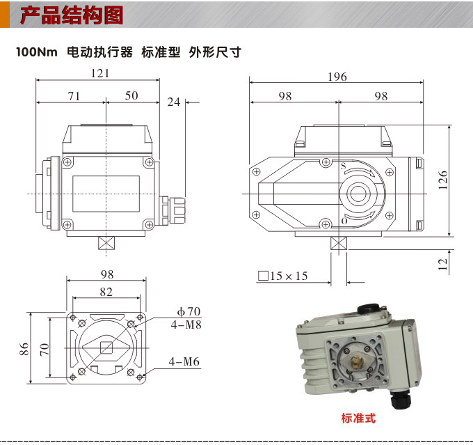  電動(dòng)執(zhí)行器,電動(dòng)頭,YTDG-RS100電動(dòng)執(zhí)行機(jī)構(gòu)結(jié)構(gòu)圖,標(biāo)準(zhǔn)式