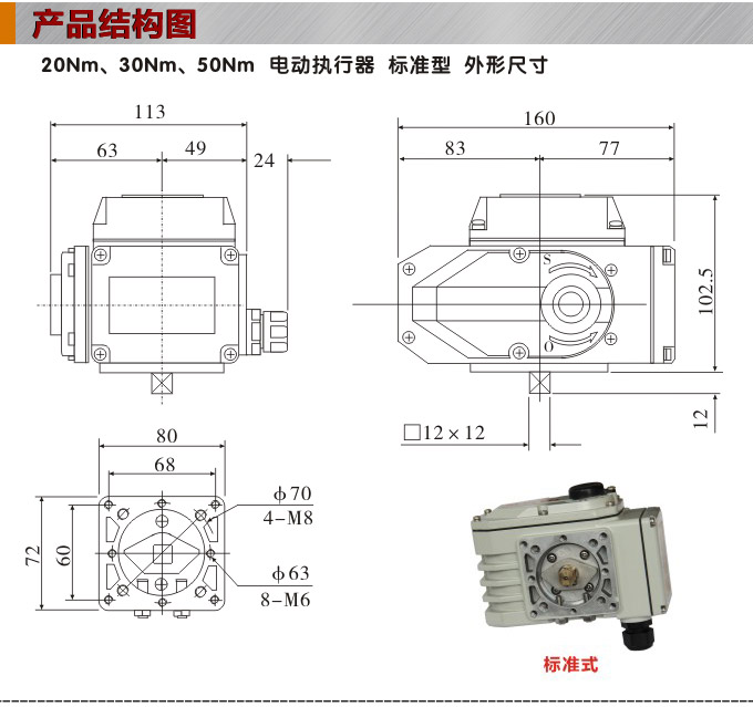 電動(dòng)執(zhí)行器,電動(dòng)頭,YTDG-RS50電動(dòng)執(zhí)行機(jī)構(gòu)結(jié)構(gòu)圖,標(biāo)準(zhǔn)式