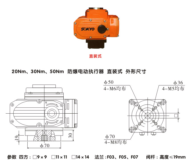 防爆電動(dòng)頭,YTEx-RKB50防爆電動(dòng)執(zhí)行器結(jié)構(gòu)圖,直裝式