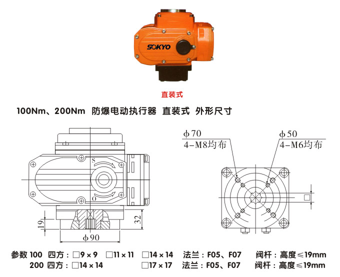 防爆電動頭,YTEx-RS100防爆電動執(zhí)行器結(jié)構(gòu)圖,直裝式