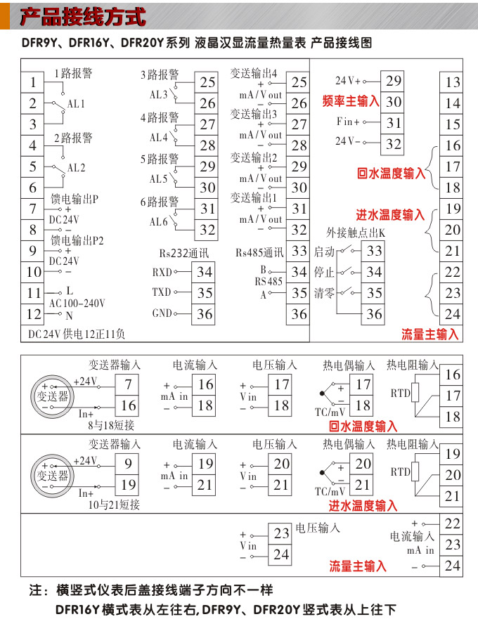 熱量表,DFR16液晶顯示熱量表,流量積算控制儀接線圖