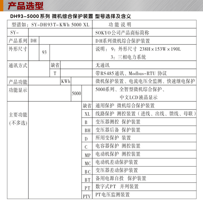 所用變保護(hù),DH93所用變保護(hù)裝置,綜保選型圖