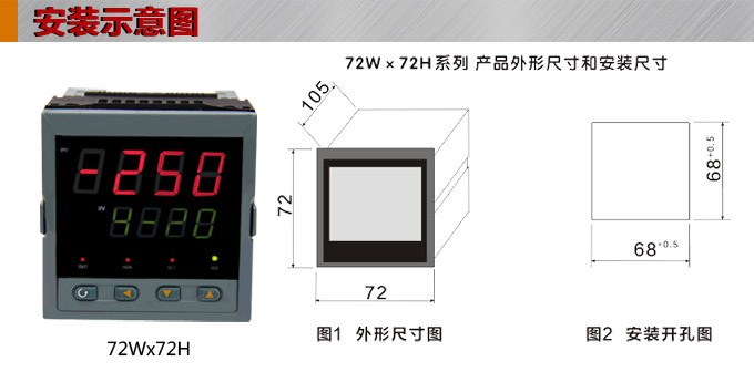 數(shù)顯控制儀，DT307智能單回路數(shù)顯表，單回路數(shù)顯控制儀安裝示意圖