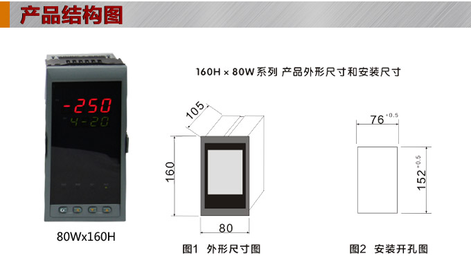 數(shù)顯控制儀，DT320智能單回路數(shù)顯表，單回路數(shù)顯控制儀產(chǎn)品結(jié)構(gòu)圖