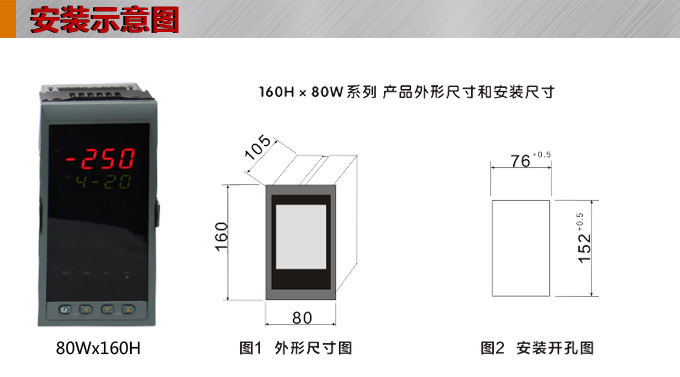 數(shù)顯控制儀，DT320智能單回路數(shù)顯表，單回路數(shù)顯控制儀安裝示意圖