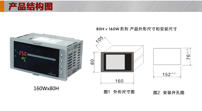  智能數(shù)顯表  ,DT316G單光柱數(shù)顯控制儀，單回路數(shù)顯控制儀產(chǎn)品結(jié)構(gòu)圖