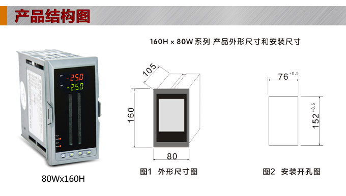  智能數(shù)顯表，DT420G雙光柱數(shù)顯控制儀，雙回路數(shù)顯控制儀產(chǎn)品結(jié)構(gòu)圖