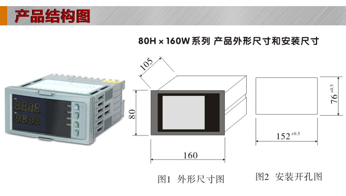 數(shù)顯控制儀 DT416智能雙回路數(shù)顯表，雙回路數(shù)顯控制儀結(jié)構(gòu)圖