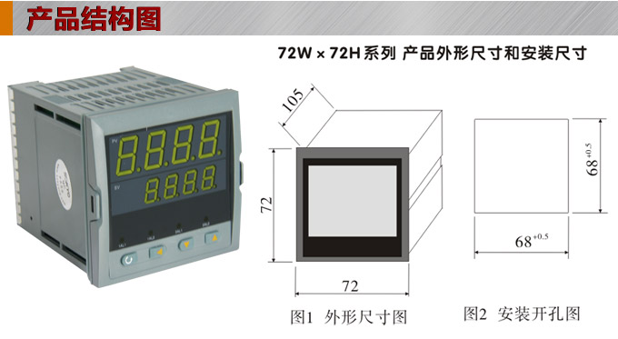 數(shù)顯控制儀，DT407智能雙回路數(shù)顯表，雙回路數(shù)顯控制儀產(chǎn)品結(jié)構(gòu)圖