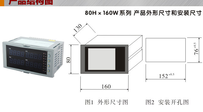 數(shù)顯控制儀，DT516智能四回路數(shù)顯表，多回路巡檢控制儀產(chǎn)品結(jié)構(gòu)圖