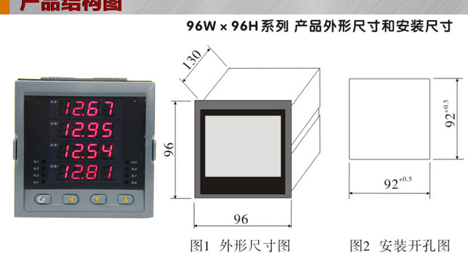 數(shù)顯控制儀，DT509智能四回路數(shù)顯表，多回路巡檢控制儀產(chǎn)品結(jié)構(gòu)圖