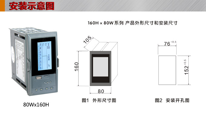 液晶漢顯控制儀，DT520四回路液晶顯示表，液晶顯示控制儀  安裝示意圖