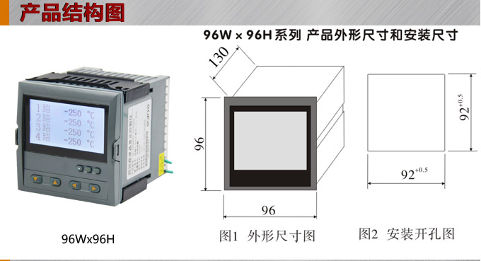 液晶漢顯控制儀，DT509四回路液晶顯示表，液晶顯示控制儀結(jié)構(gòu)圖  