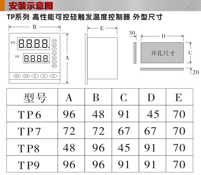 溫度控制器,TP9三相移相觸發(fā)溫控器,可控硅溫度控制器安裝示意圖